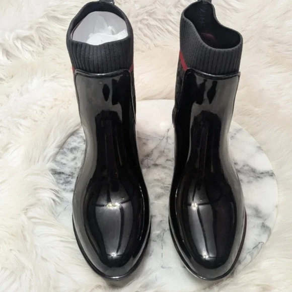 Coach Rivington Rain Boots. Size 8 Black Red. Logo - Picture 15 of 15